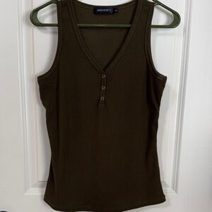Merokeety Women's Olive Green Ribbed Tank Top